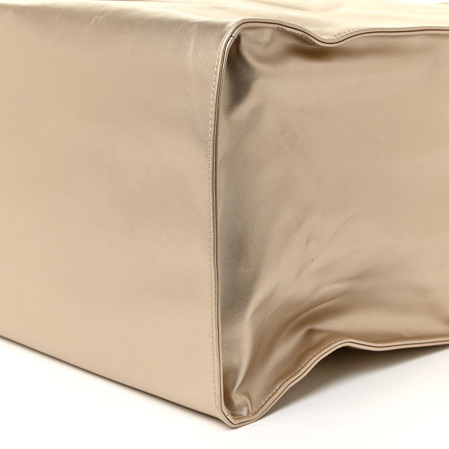 Metallic Vegan Leather Large Shopping Bag Gold