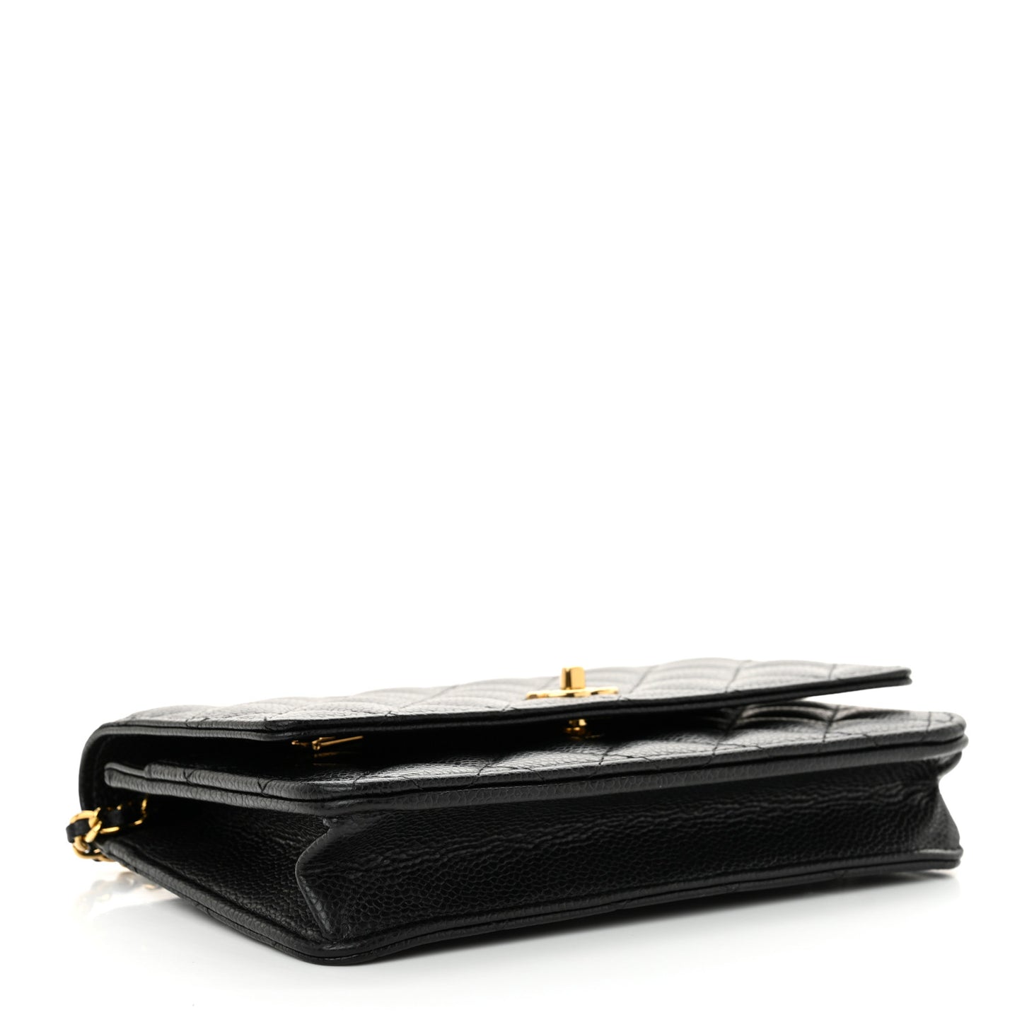 Caviar Quilted CC Turnlock Wallet On Chain WOC Black