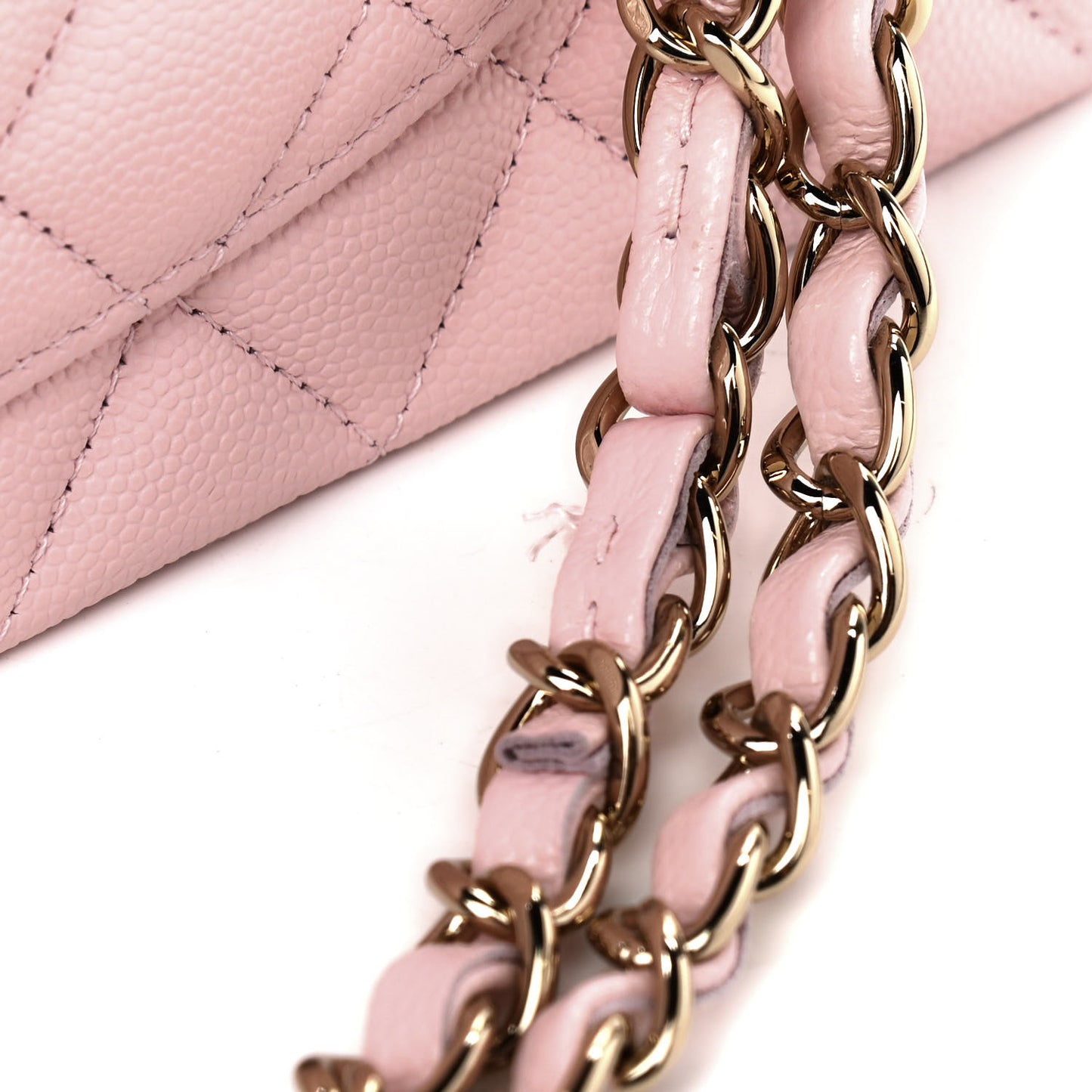 Caviar Quilted Medium Double Flap Light Pink