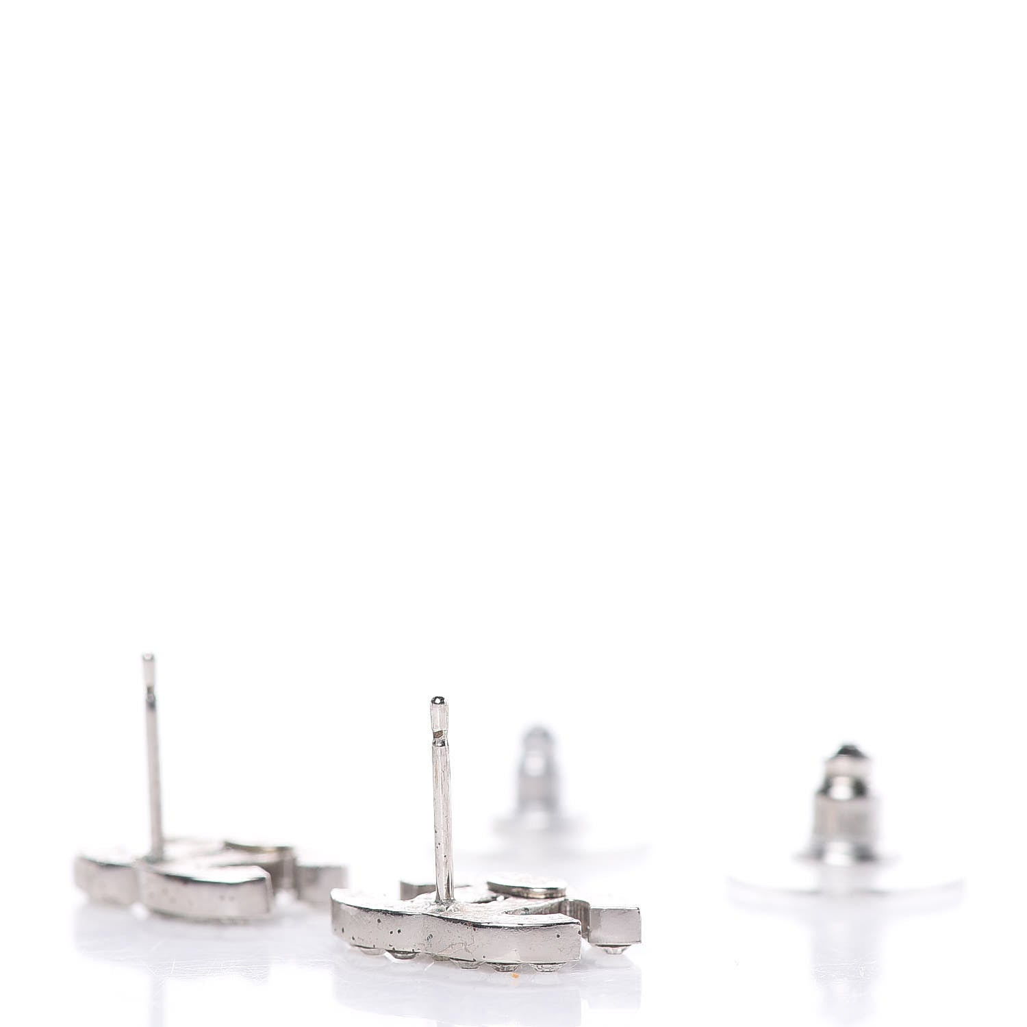 Chanel Crystal CC Earrings Silver 4 of 4