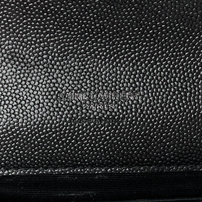 Saint Laurent Grain De Poudre Matelasse Chevron Monogram Envelope Clutch Black 6 of 12