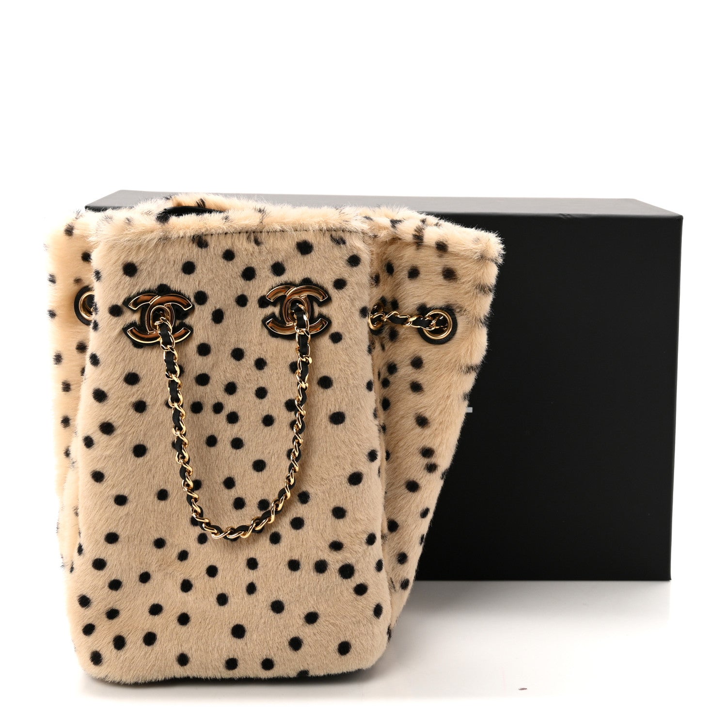 Chanel Pony Hair Cheetah Printed CC Chain Bucket Bag Light Beige Black 11 of 11