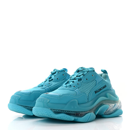 Balenciaga Fabric Mesh Clear Sole Womens Triple S Sneakers 35 Turquoise 3 of 11
