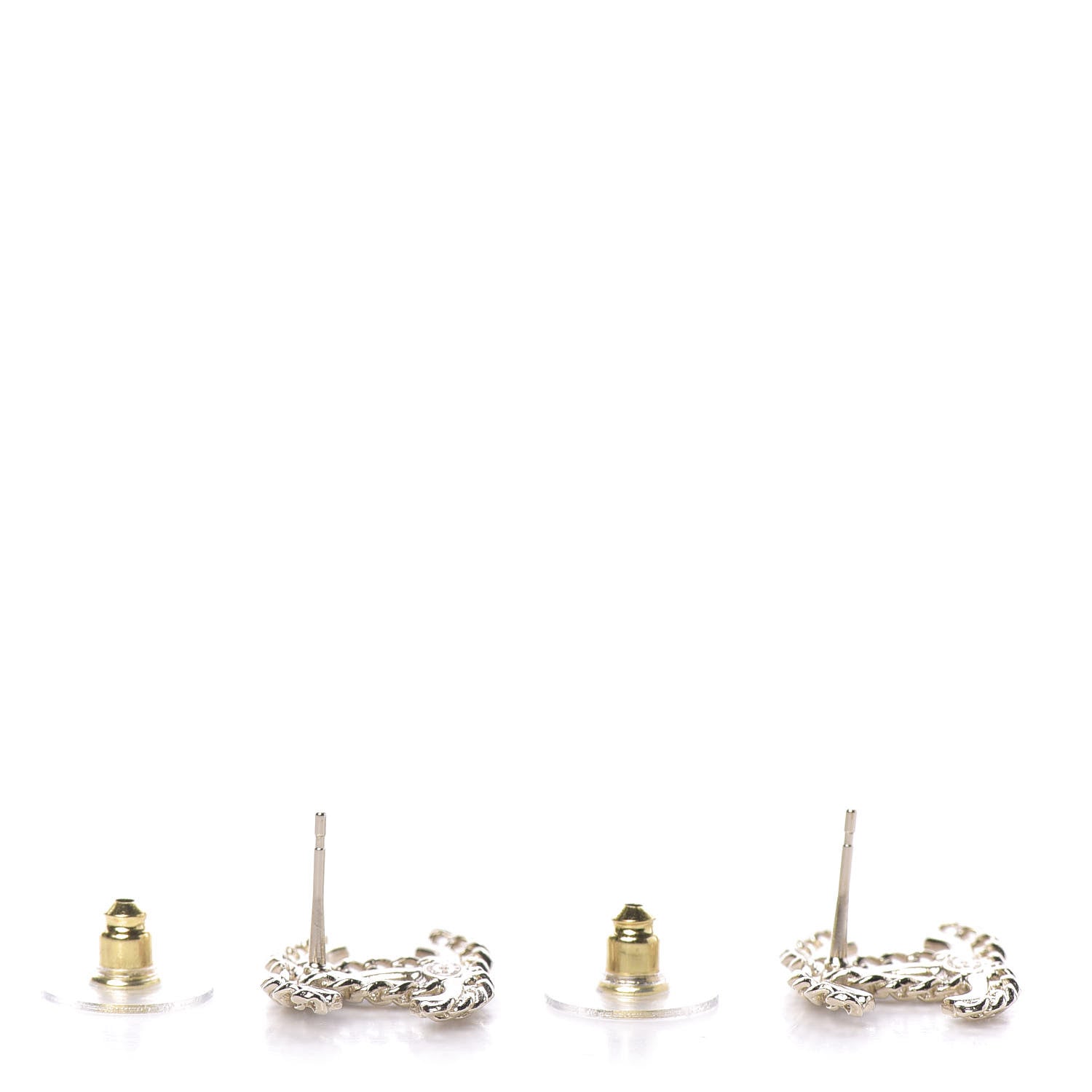 Chanel Crystal Chain CC Earrings Gold 4 of 5