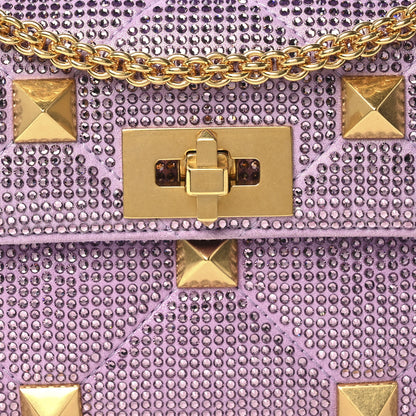 Valentino Garavani Crystal Suede Small Roman Stud Shoulder Bag Light Amethyst Glicine 8 of 10