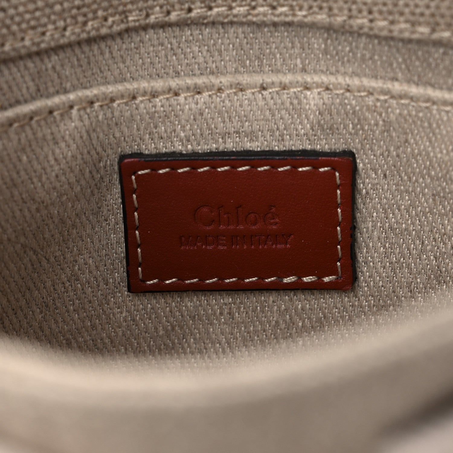 Chloe Cotton Calfskin Mini Woody Ribbon Tote White Brown 5 of 9