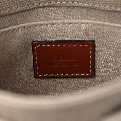 Chloe Cotton Calfskin Mini Woody Ribbon Tote White Brown 5 of 9