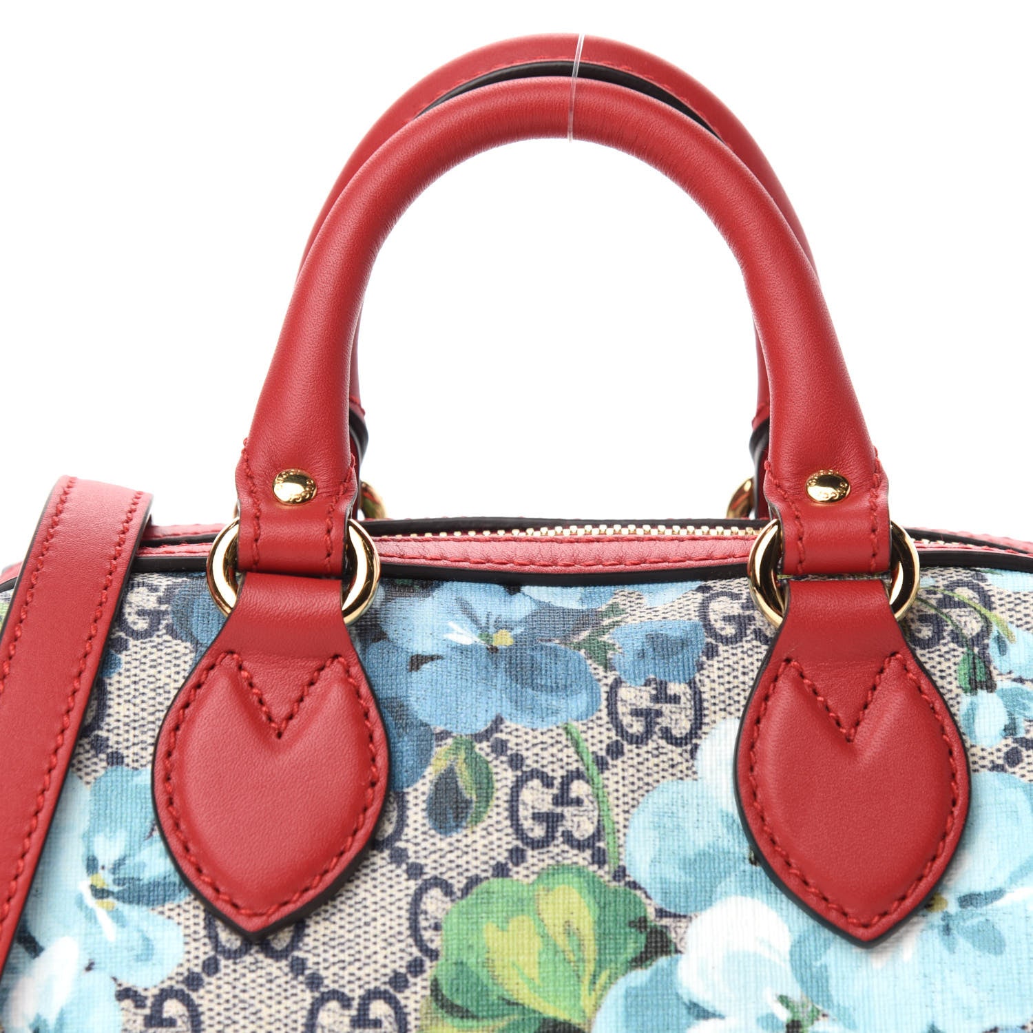 Gucci GG Supreme Monogram Blooms Mini Boston Navy Blue Hibiscus 10 of 10