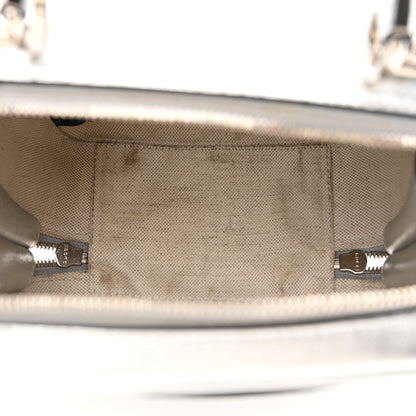 Gucci Metallic Sakai Be Green Calfskin Diagonal Stitched Blondie Top Handle Bag Silver 5 of 14