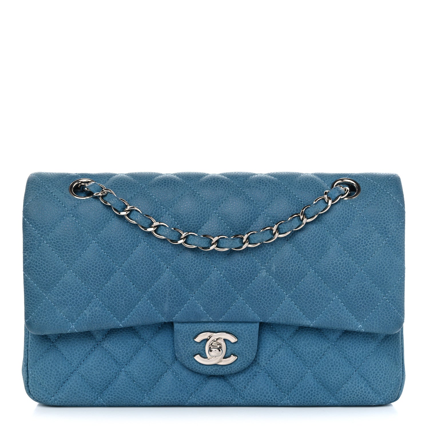 Chanel Iridescent Caviar Quilted Medium Double Flap Turquoise 1 of 18