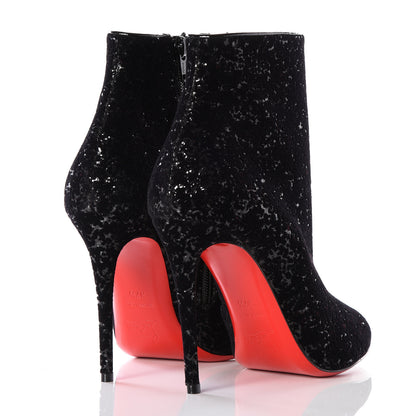 Christian Louboutin Velvet Patent Glitter Eloise Booty 100 Ankle Boots 37.5 Black 4 of 9