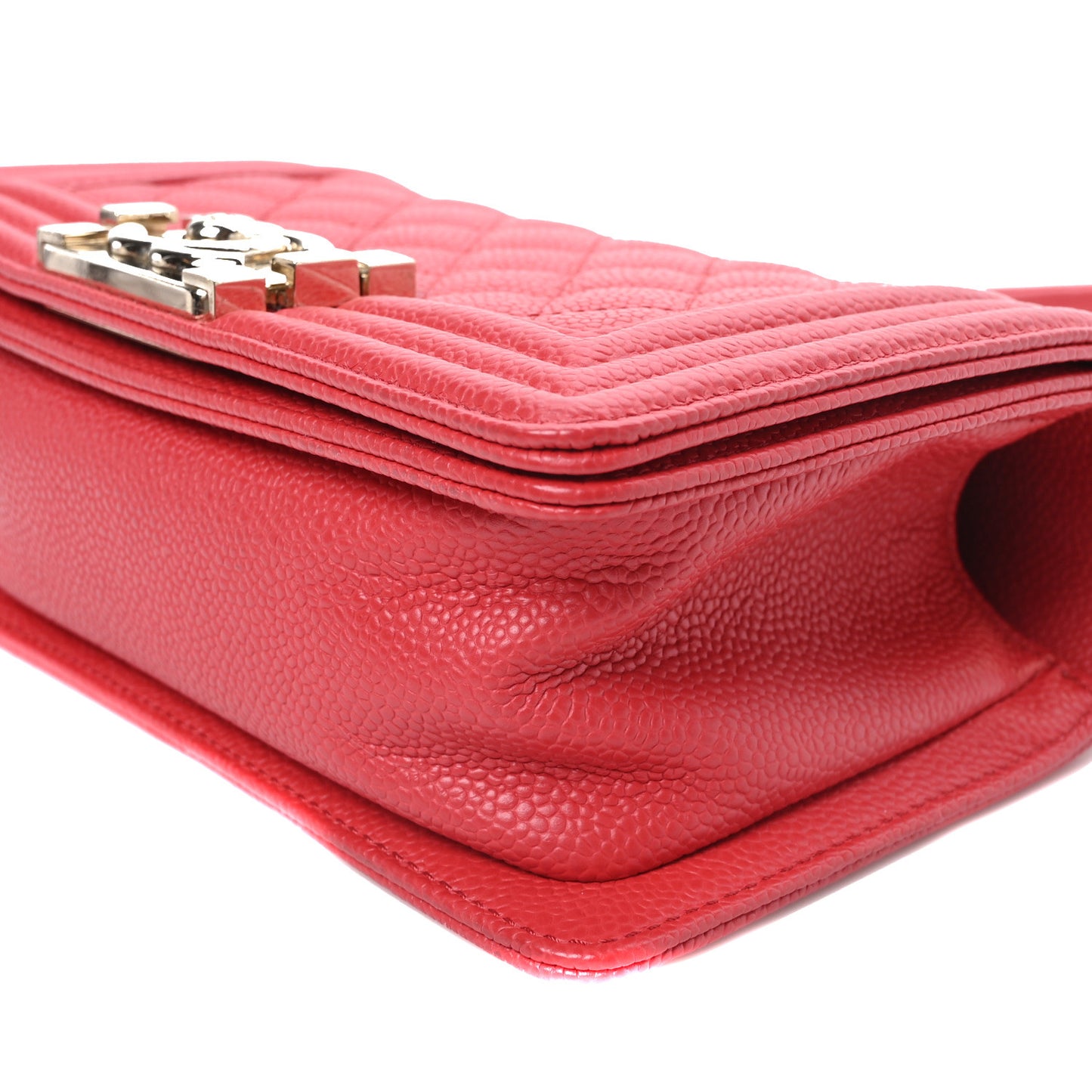 Caviar Quilted Small Boy Flap Red