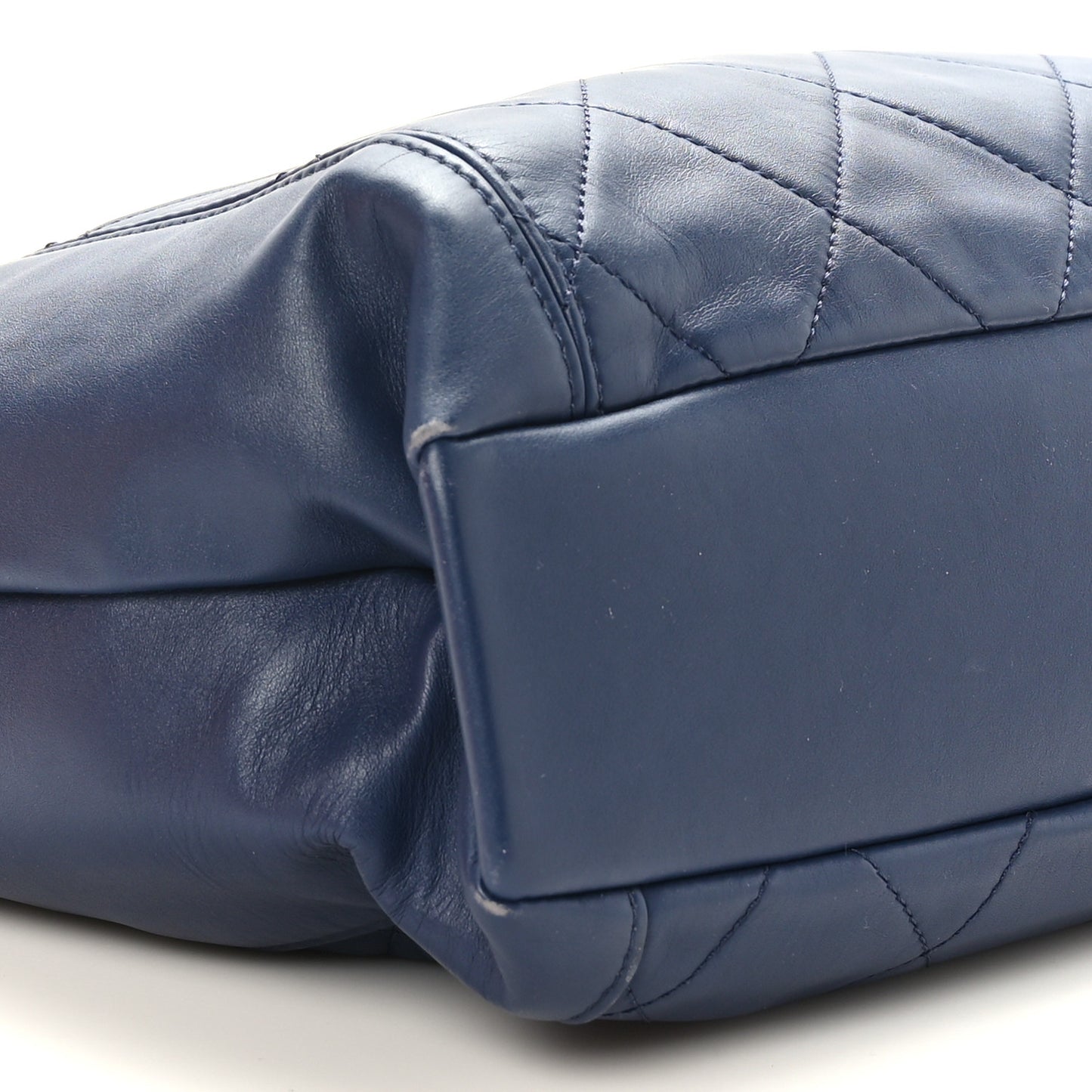 Calfskin Quilted CC Front Pocket Shopping Tote Navy