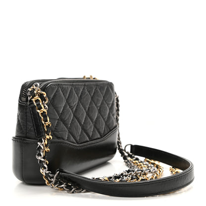 Chanel Aged Calfskin Quilted Small Gabrielle Clutch With Chain Black 3 of 11