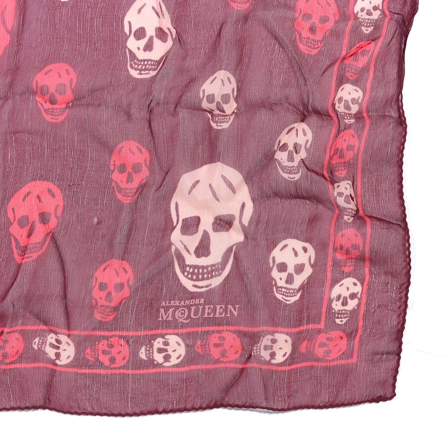 Silk Chiffon Skull Scarf Bordeaux Multicolor