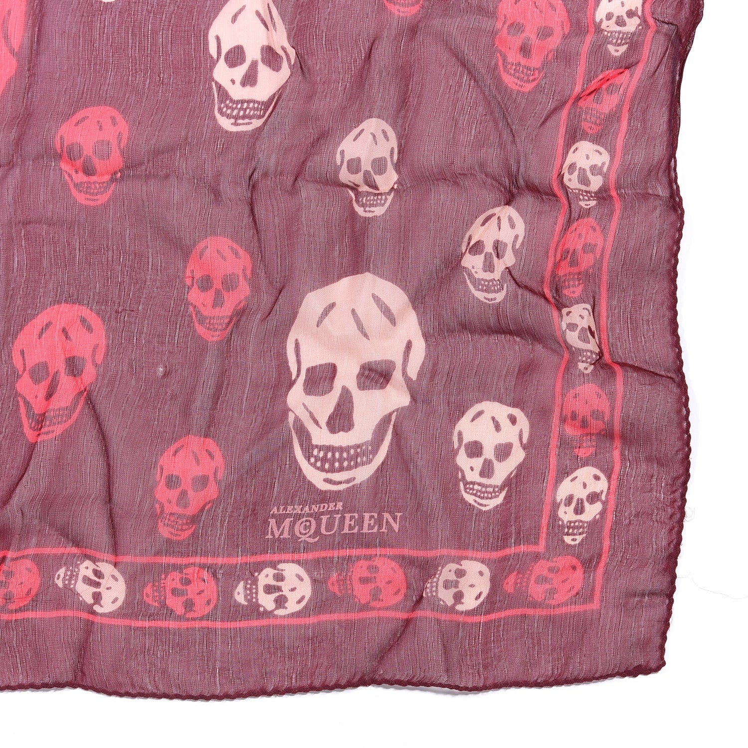 Alexander McQueen Silk Chiffon Skull Scarf Bordeaux Multicolor 2 of 4