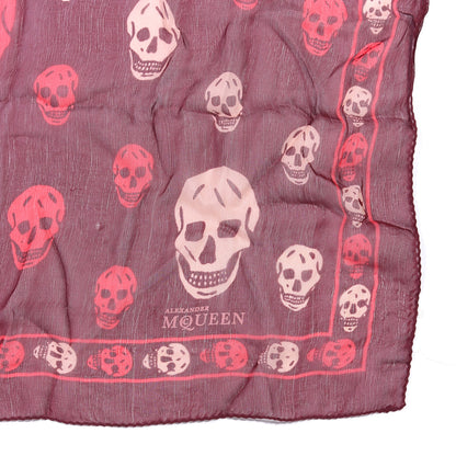 Alexander McQueen Silk Chiffon Skull Scarf Bordeaux Multicolor 2 of 4