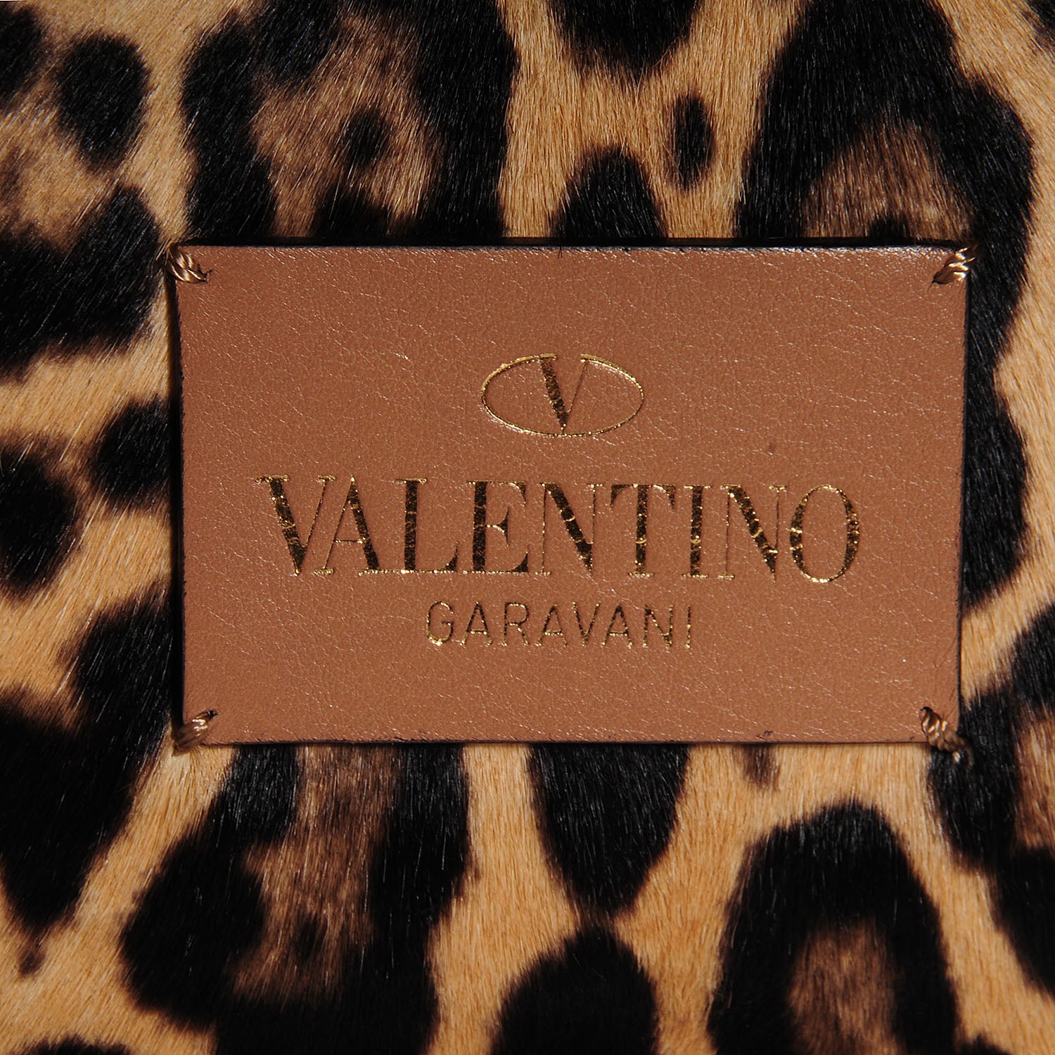 Valentino Garavani Calf Hair Leopard Print Rockstud Shopper Tote Tan 5 of 8