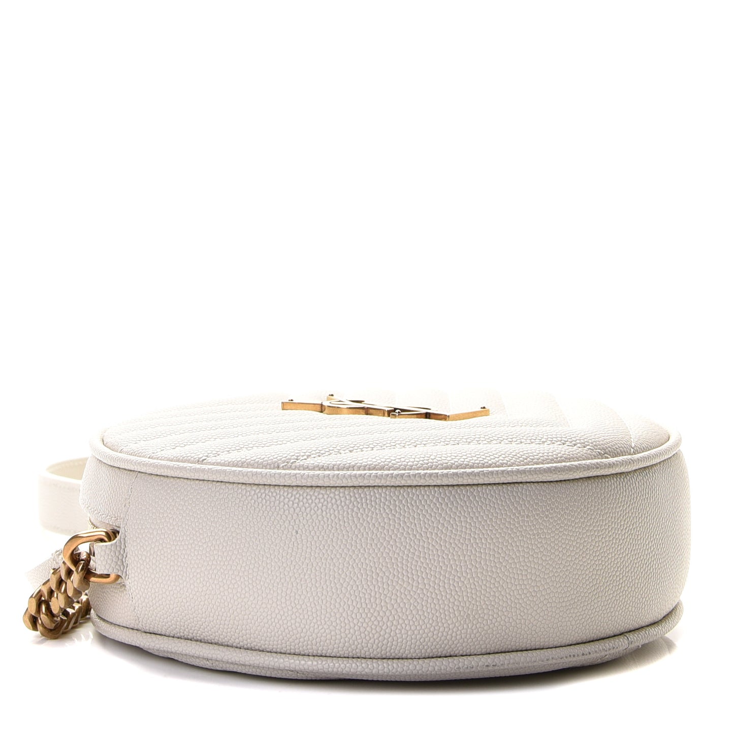 Grain De Poudre Matelasse Chevron Quilted Round Vinyle Camera Bag Crema Soft