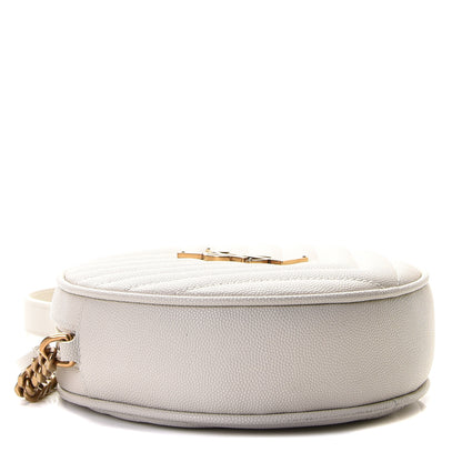 Saint Laurent Grain De Poudre Matelasse Chevron Quilted Round Vinyle Camera Bag Crema Soft 4 of 7
