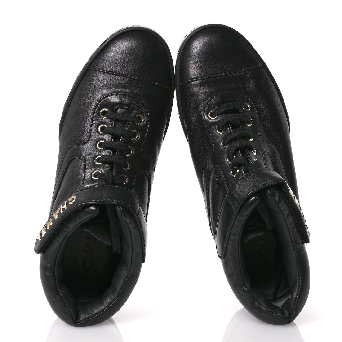 Lambskin Logo Strap Sneakers 39.5 Black