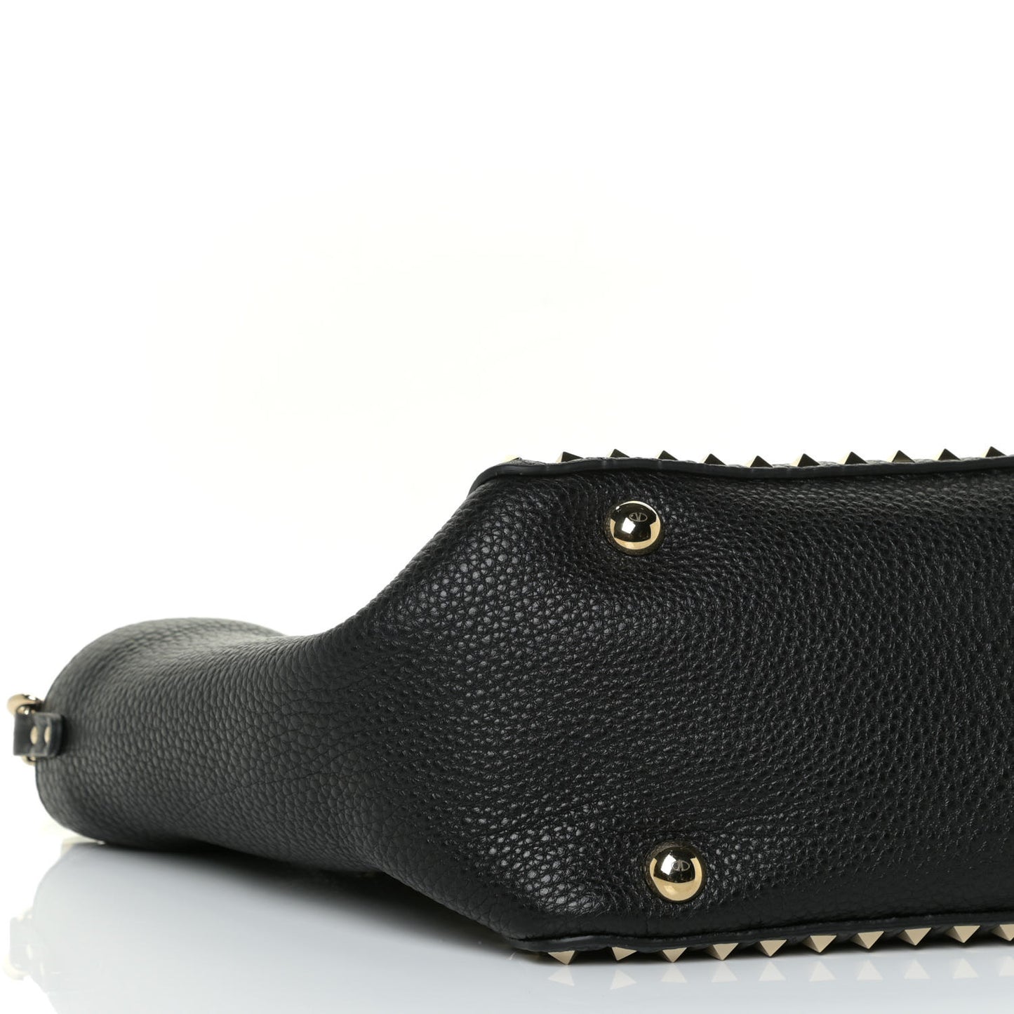 Pebbled Calfskin Medium Rockstud Tote Black