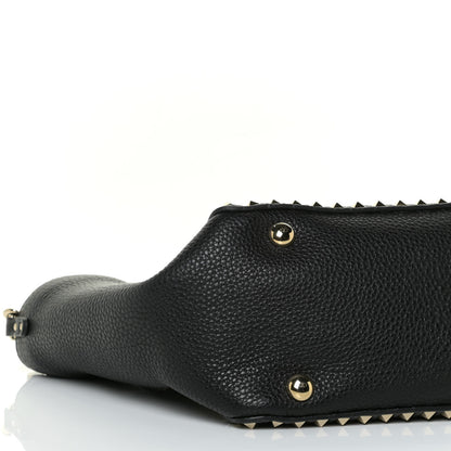 Valentino Garavani Pebbled Calfskin Medium Rockstud Tote Black 5 of 11