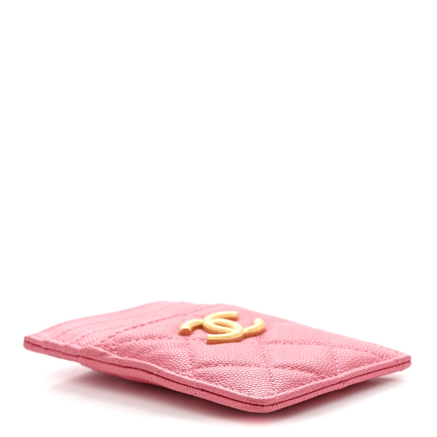 Chanel Caviar Quilted Textured Vertical Card Holder Pink 4 of 8