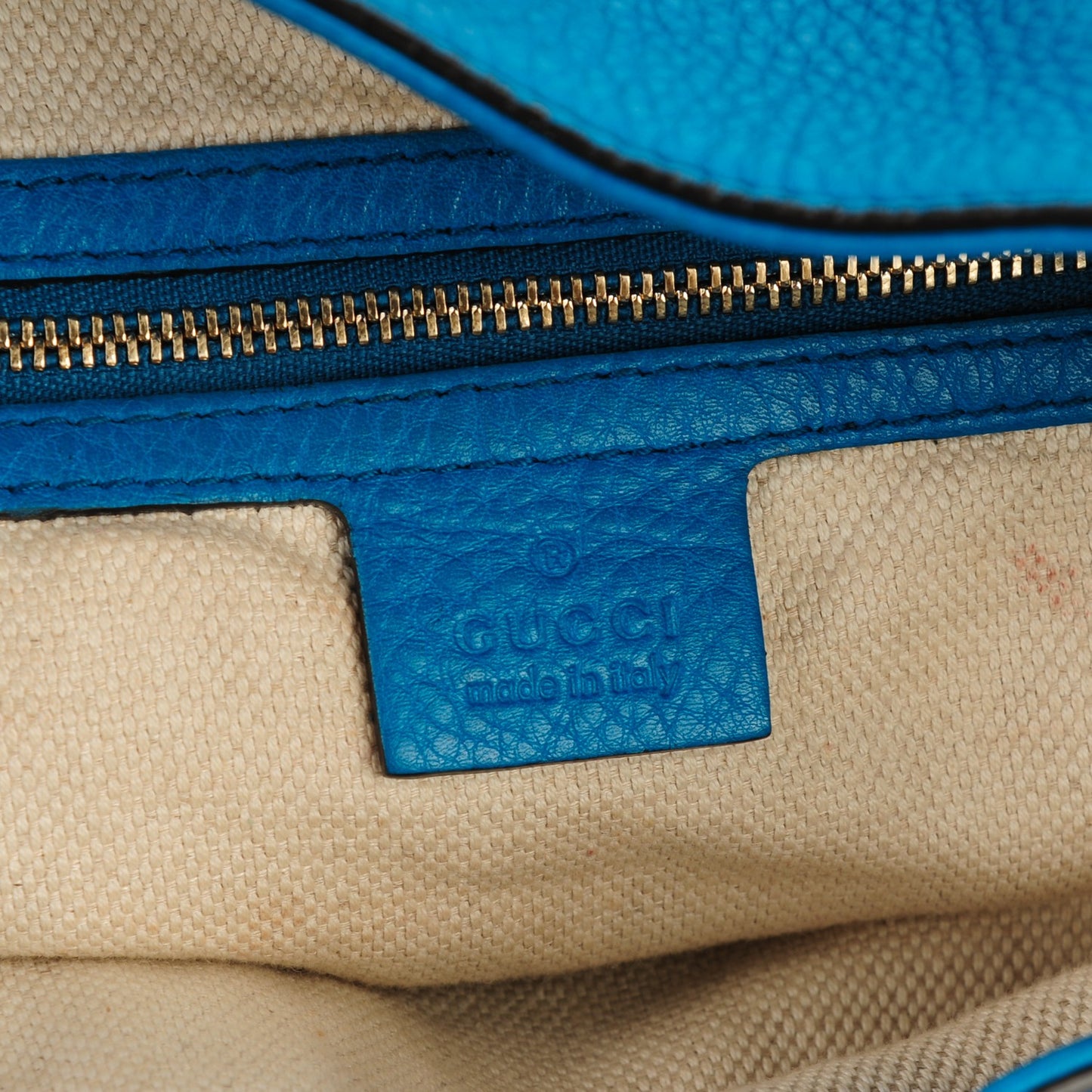 Pebbled Calfskin Large Soho Shoulder Bag Riviera Blue