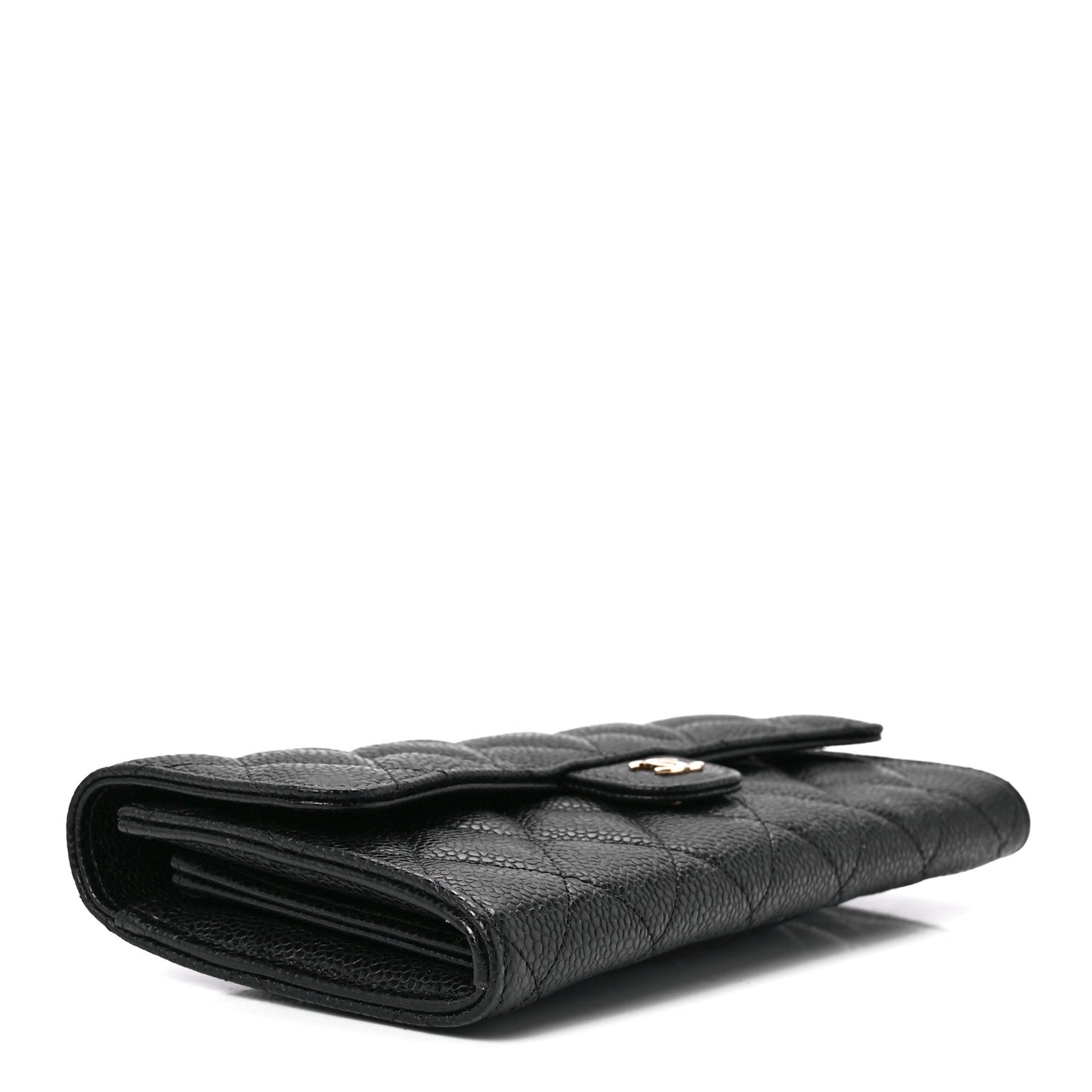 Caviar Quilted Large Flap Wallet Black
