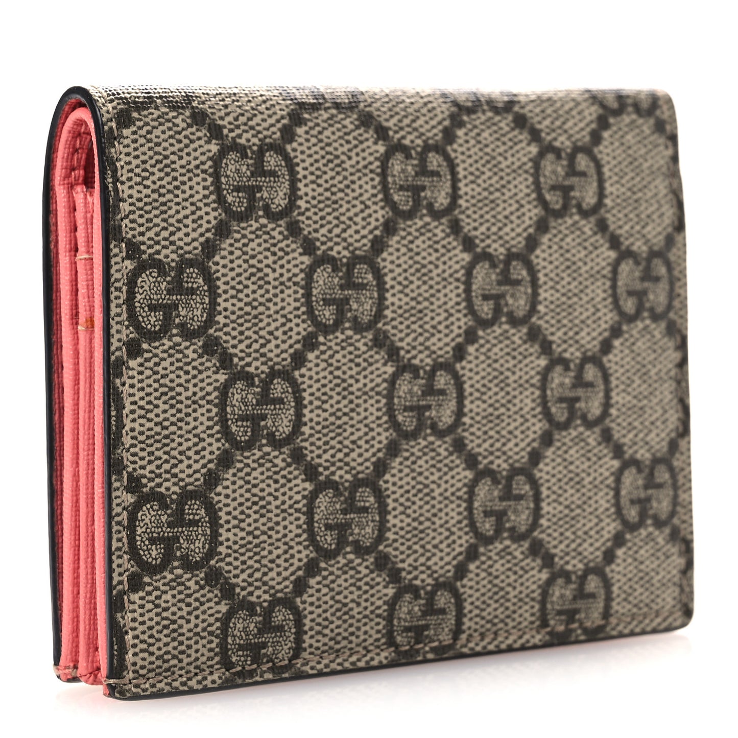 GG Supreme Monogram Face Embroidered Card Case Wallet Pink