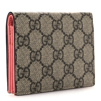 Gucci GG Supreme Monogram Face Embroidered Card Case Wallet Pink 3 of 8