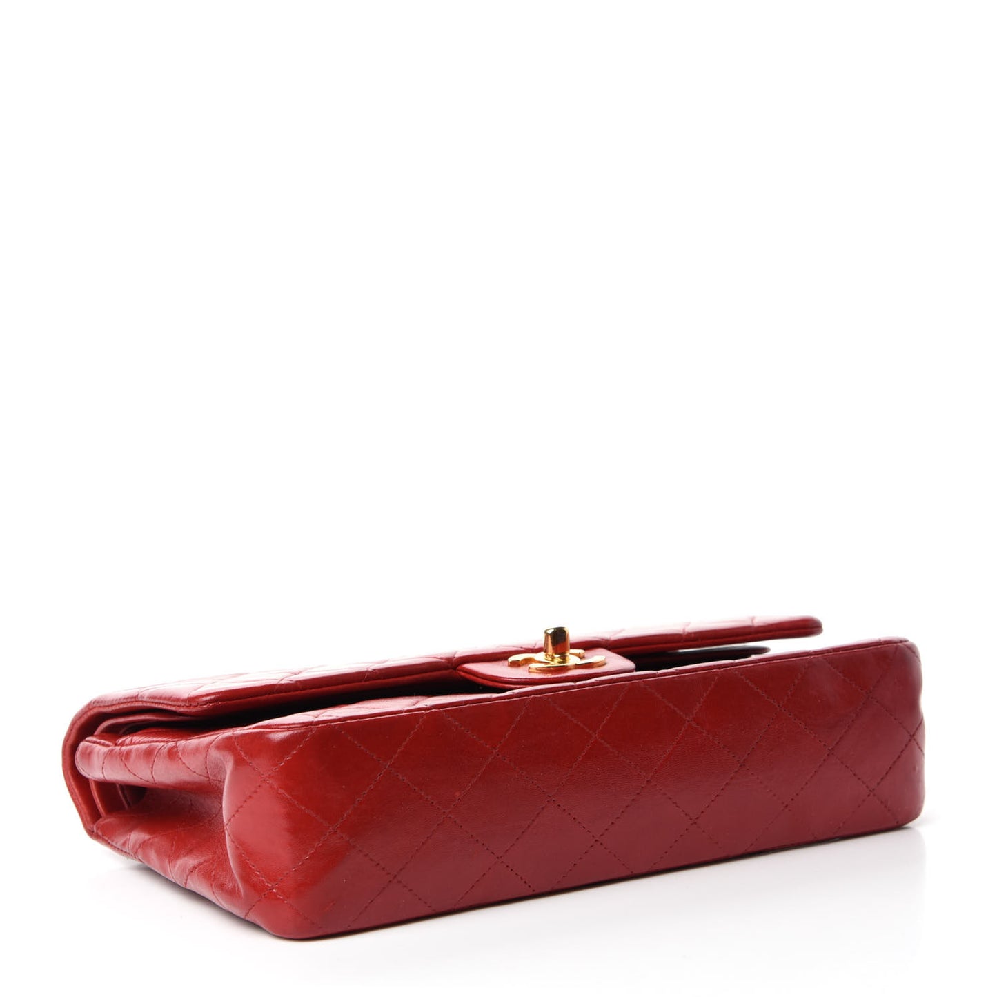 Lambskin Quilted Medium Double Flap Red