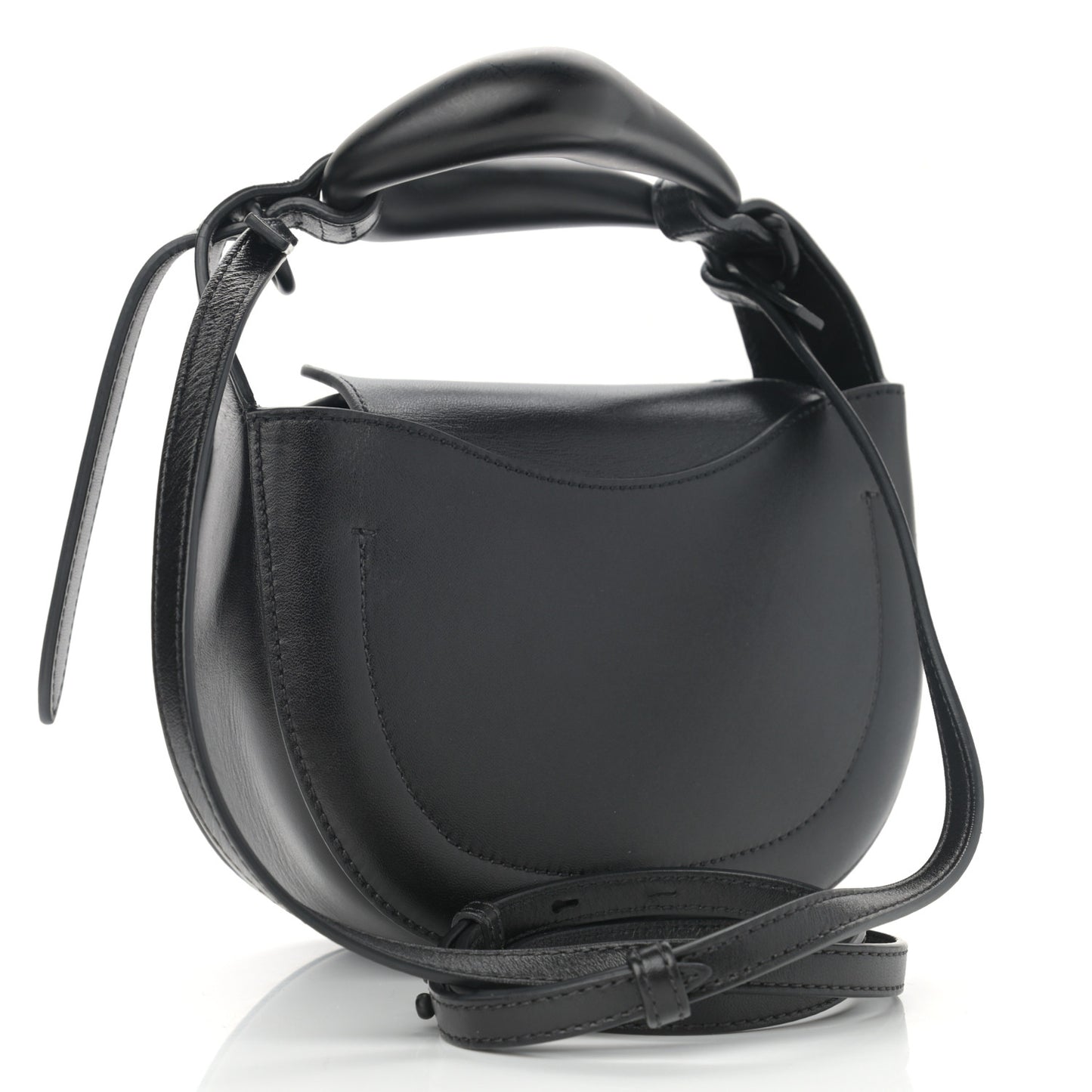 Small Grain Calfskin Kiss Bag Black