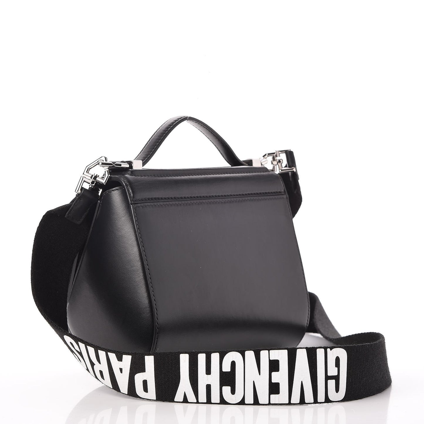 Calfskin Mini Pandora Box Logo Strap Crossbody Bag Black