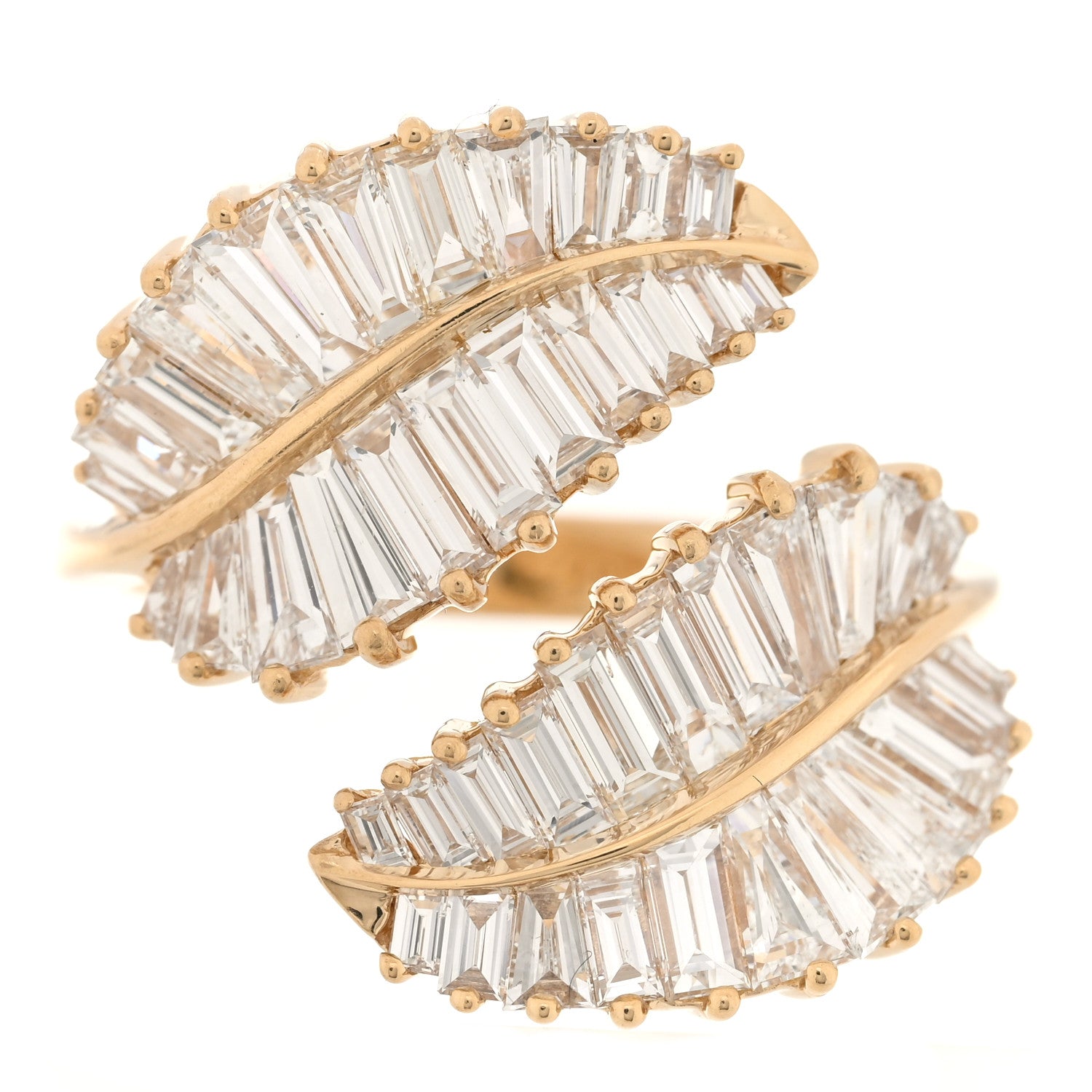 Anita Ko 18K Yellow Gold Diamond Classic Leaf Ring 53 6.5 1 of 4