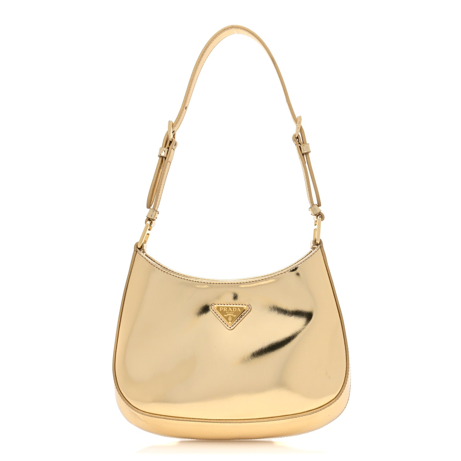 Prada Spazzolato Cleo Adjustable Strap Shoulder Bag Platino 1 of 12