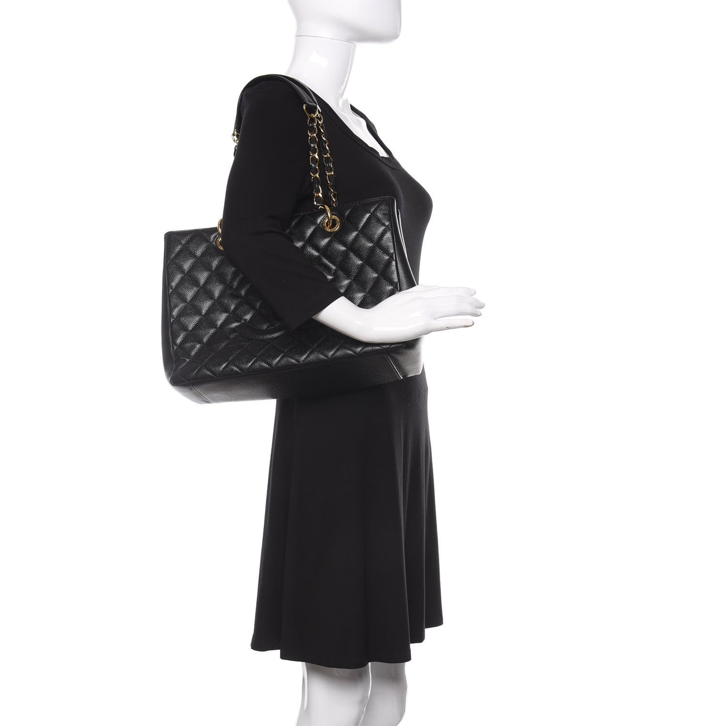 Caviar Quilted Grand Shopping Tote GST Black