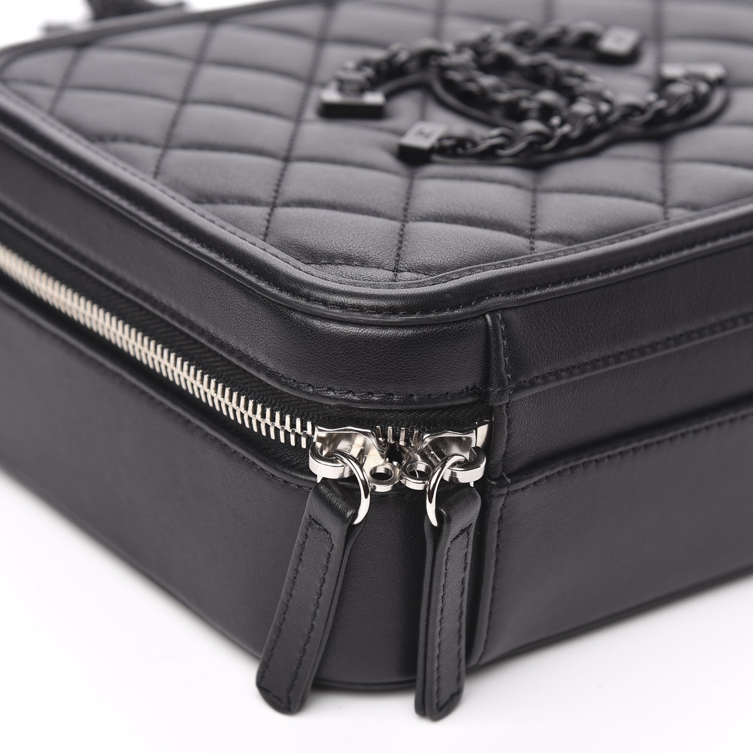 Chanel Calfskin Quilted Medium CC Filigree Vanity Case Black 8 of 11
