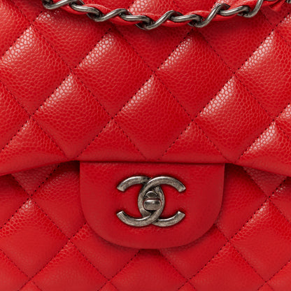 Chanel Caviar Quilted Jumbo Double Flap Red 9 of 11
