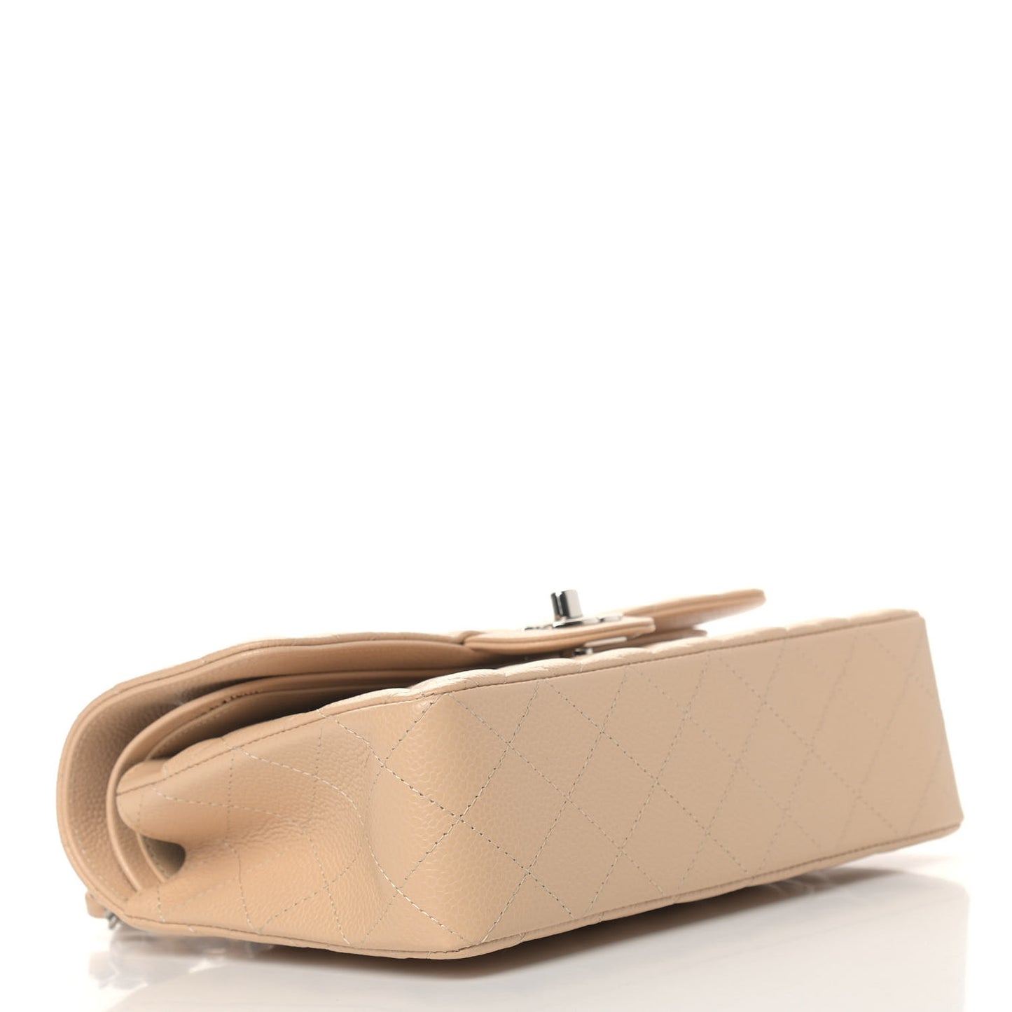 Caviar Quilted Small Double Flap Beige