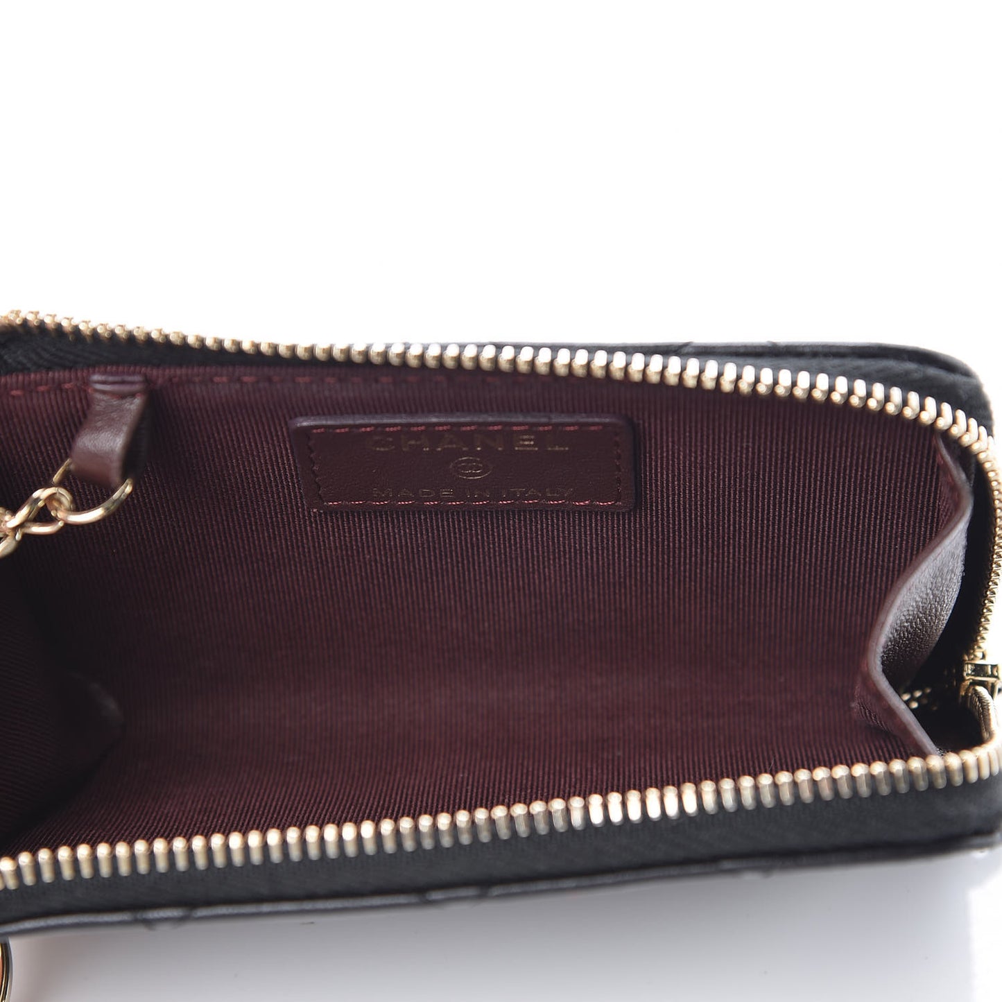 Lambskin Quilted Key Holder Case Black