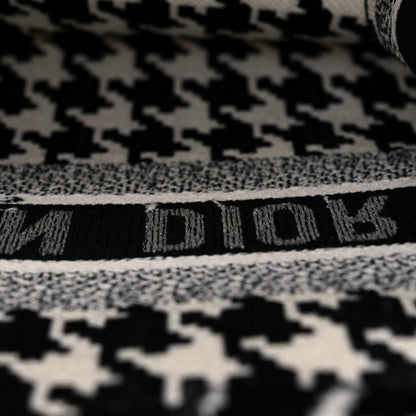 Christian Dior Canvas Macro Houndstooth Embroidered Medium Book Tote Black White 10 of 10