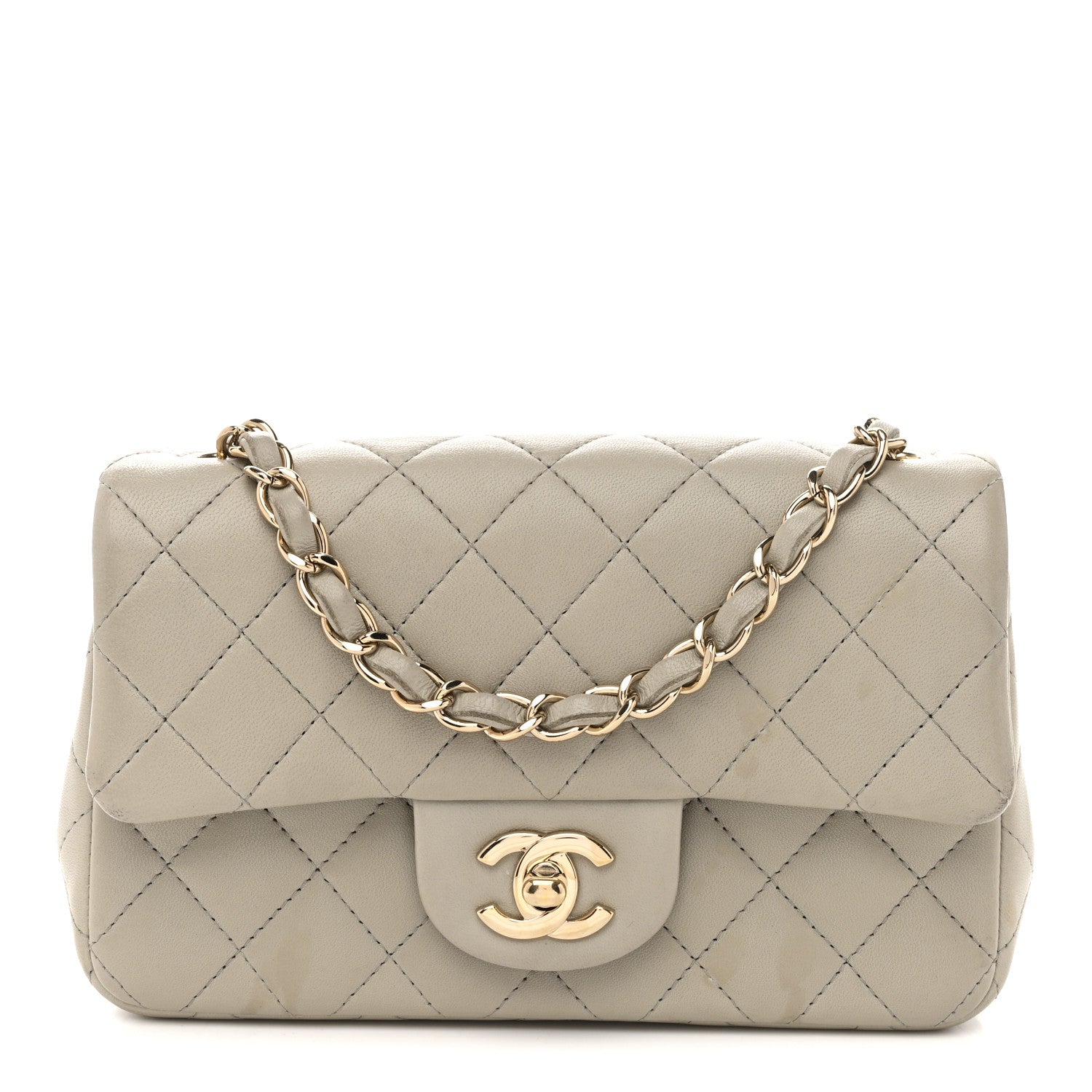 Chanel Lambskin Quilted Mini Rectangular Flap Grey 1 of 13