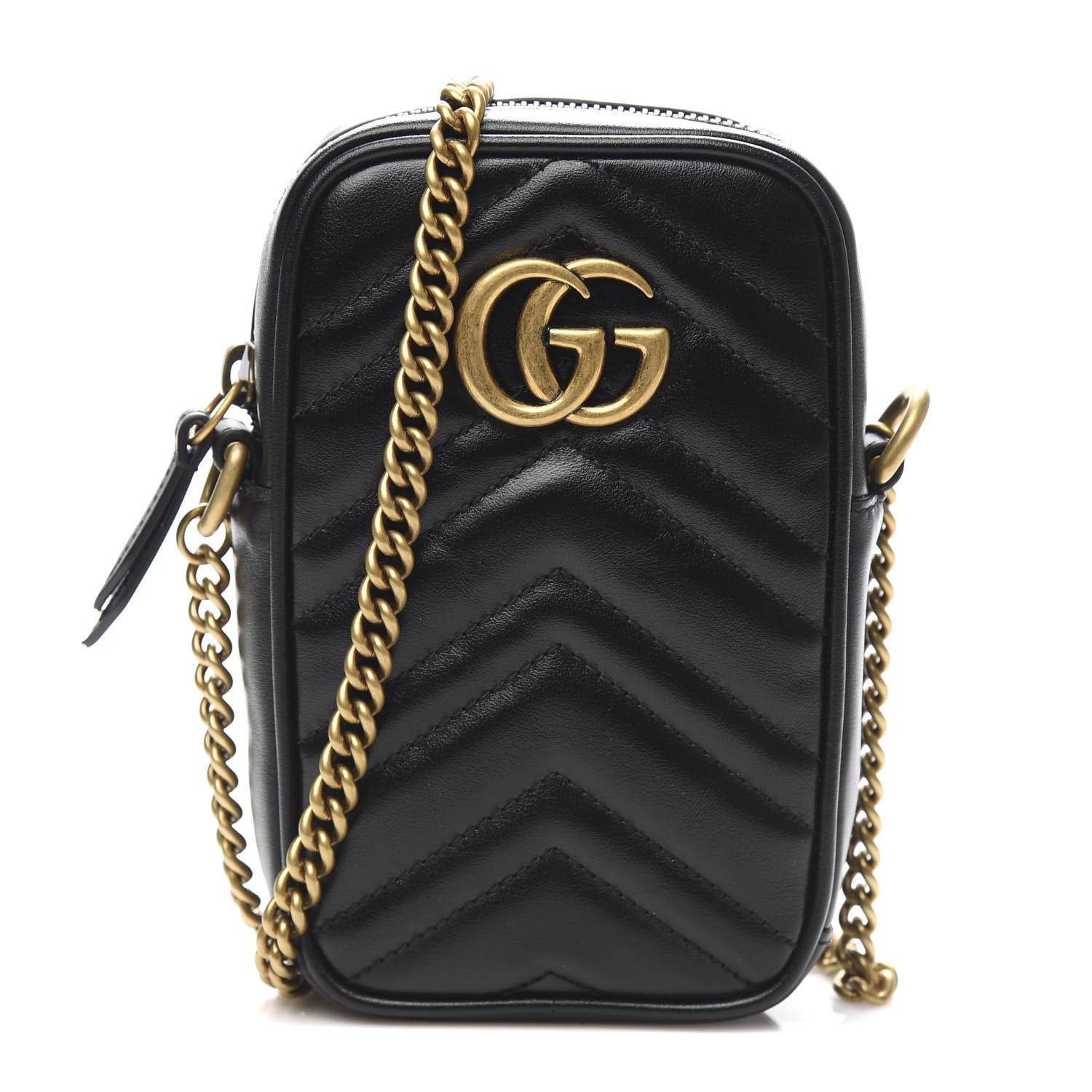 Gucci Calfskin Matelasse Mini GG Marmont Crossbody Bag Black 1 of 11