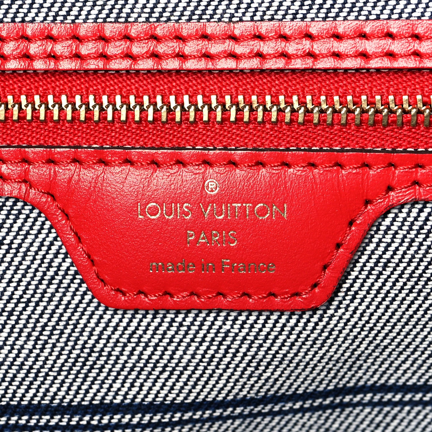 Louis Vuitton Denim Damier Monogram Patchwork Neverfull Blue Rouge 8 of 12