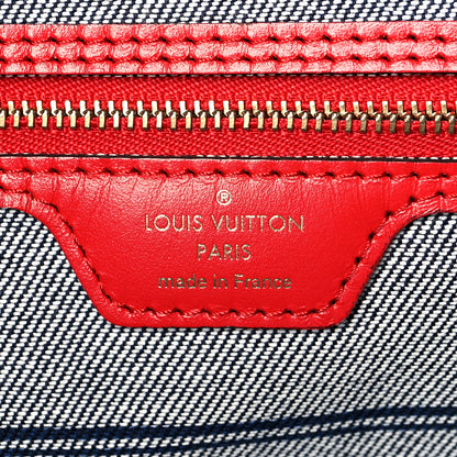 Louis Vuitton Denim Damier Monogram Patchwork Neverfull Blue Rouge 8 of 12