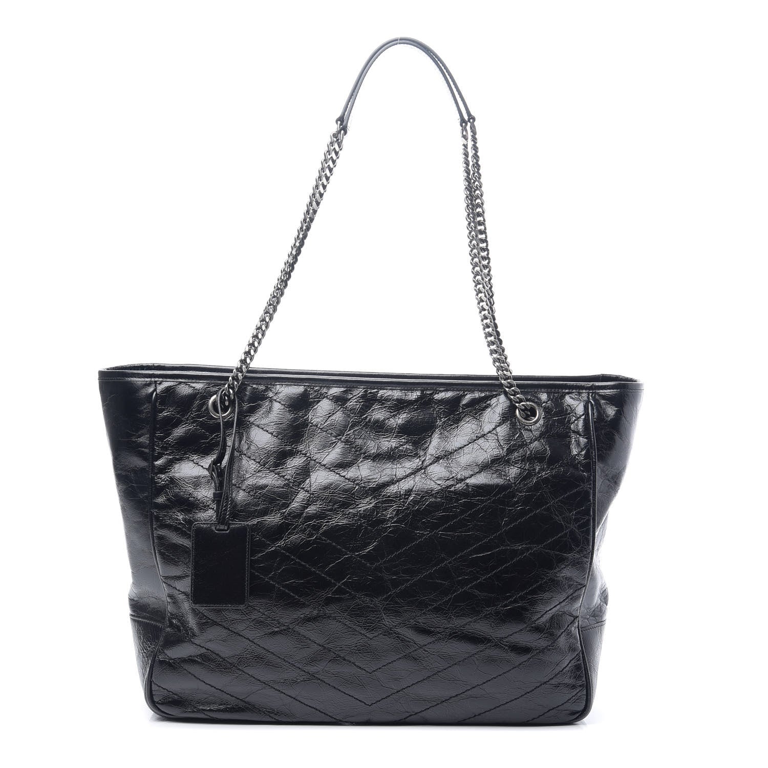 Saint Laurent Crinkled Calfskin Matelasse Monogram Large Niki Shopping Tote Bag Black 1 of 9