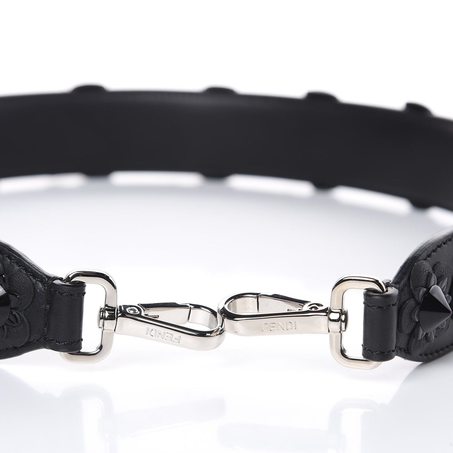 Vitello Dolce Nappa Patent Flowerland Studded Strap You Black