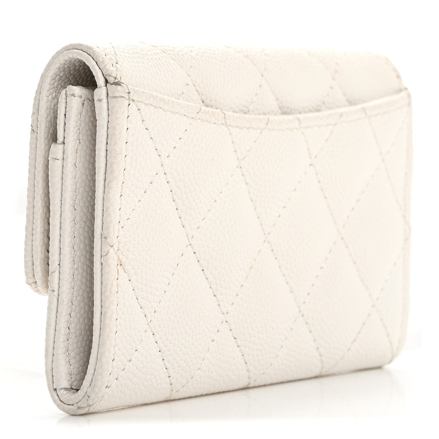 Chanel Caviar Quilted Enamel Coco Casino Flap Card Holder Wallet White 3 of 14